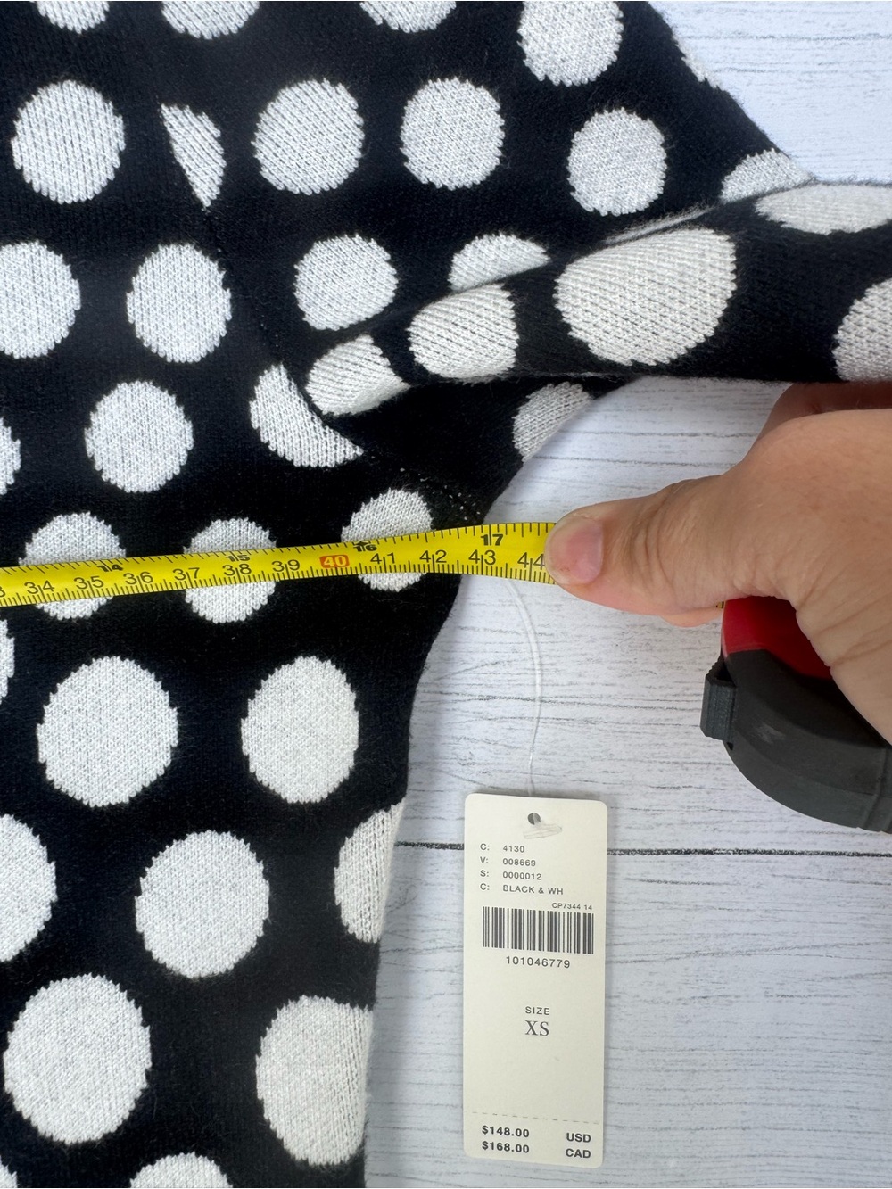 Anthropologie NWT Black White Polka Dot Knit Mini Dress XS $148 Quiet Lux 1960’s - Picture 9 of 11